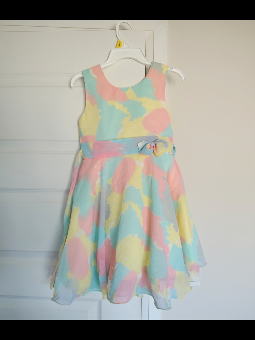 Pastel Multi-Color Girls' Party Dress with Bow